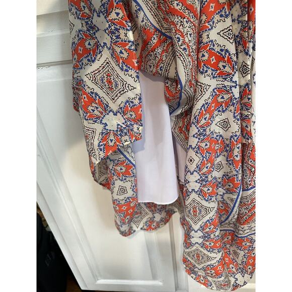 Shoshanna Anthropologie Midi Dress 100% Silk Size 8 Belted Asymmetrical Hem - Picture 6 of 12